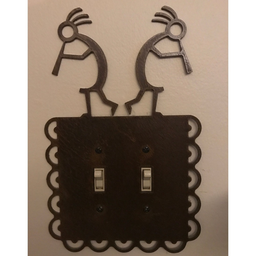 Kokopelli Dual Light Switch Plate: Laser Cut Patina‎ Cover